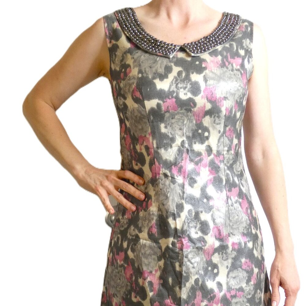 Max C Womens 6 British Dress Gray Pink Silver Studs Designer Sexy Gorgeous PROM